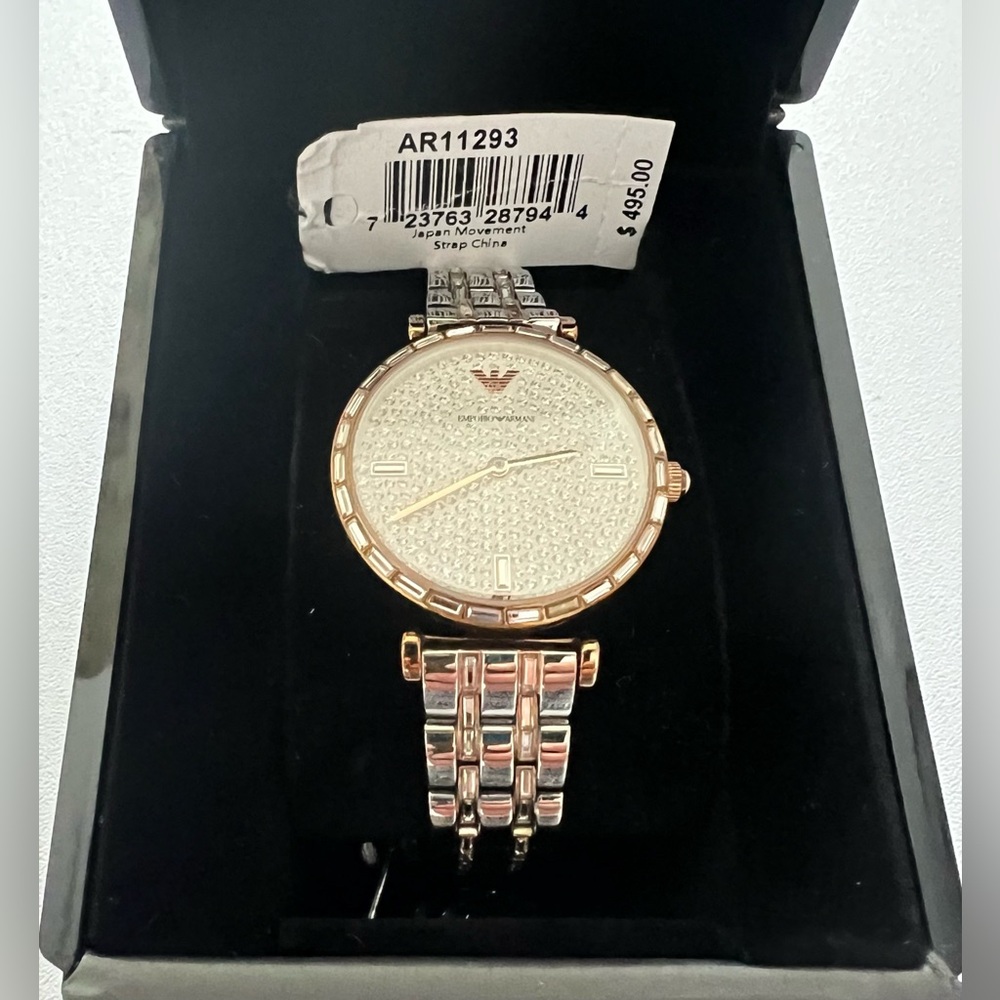 Emporio Armani Women's Two-Tone Crystal Dial Dress Watch - Rose Gold & Silver